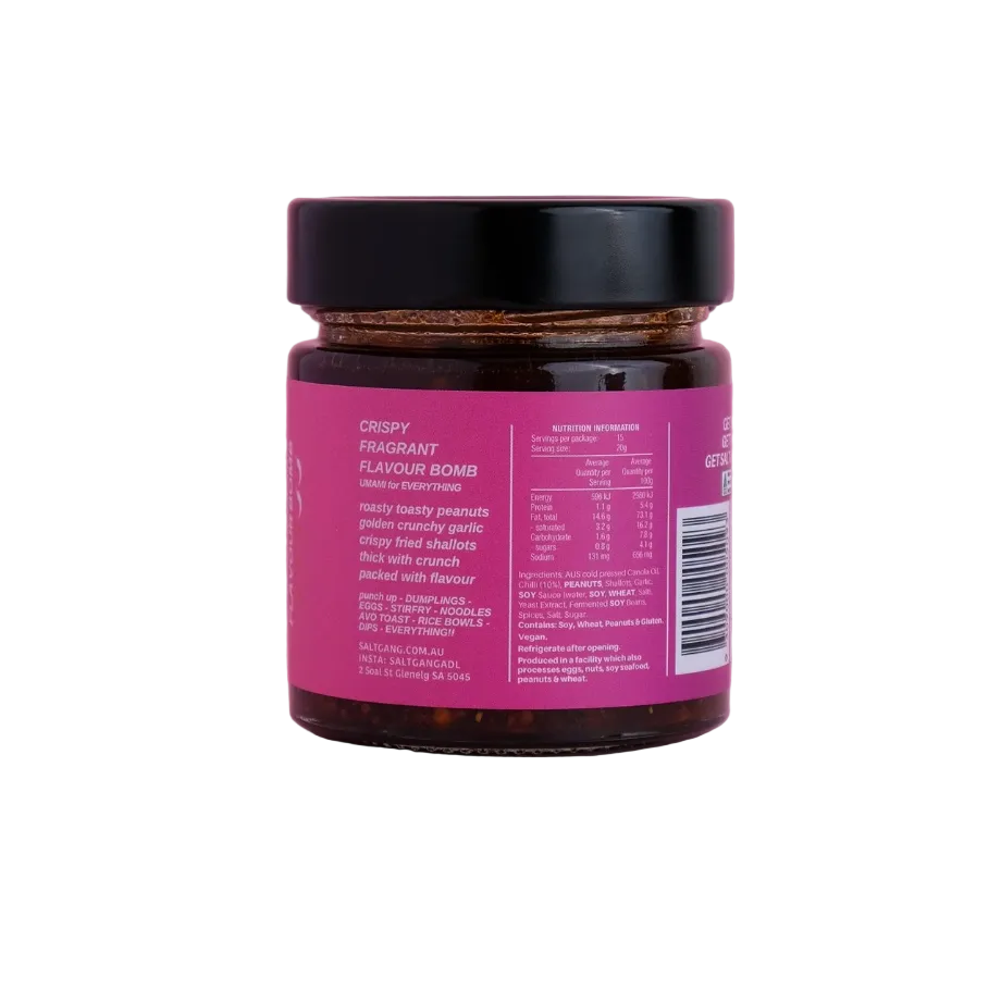 Jar with pink label on a pink background