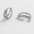 silver crystal huggie earring small