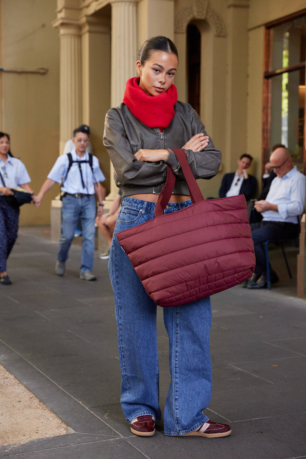 Base Supply - Take It Base Puffer Tote Bag - Burgundy