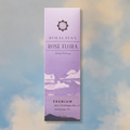 Himalayan Rose Flora incense packaging on a blurred natural background