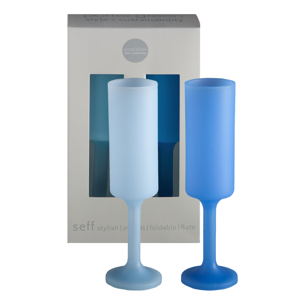 Porter Green - Sky + Kingfisher - Silicone unbreakable champagne flutes