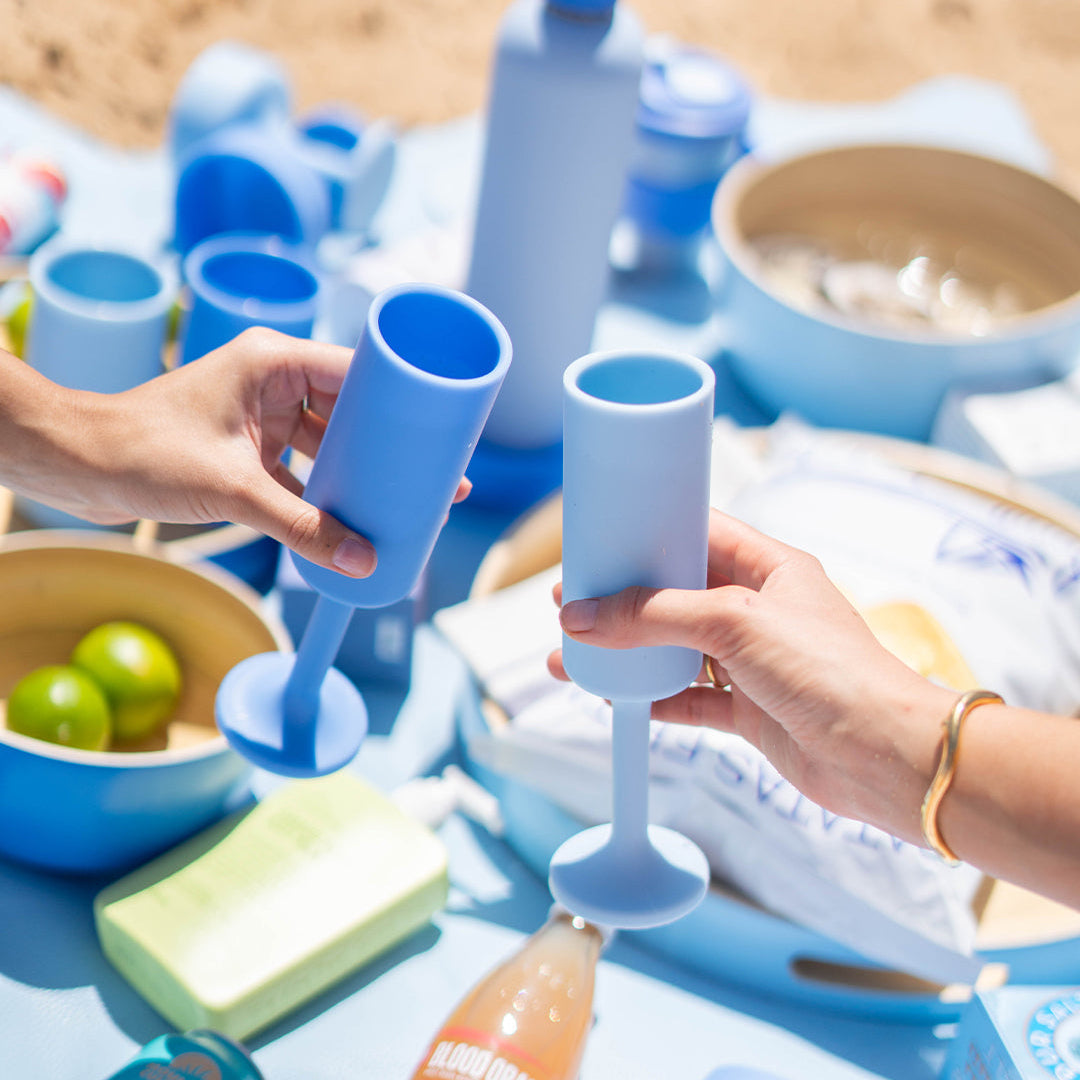 Porter Green - Sky + Kingfisher - Silicone unbreakable champagne flutes